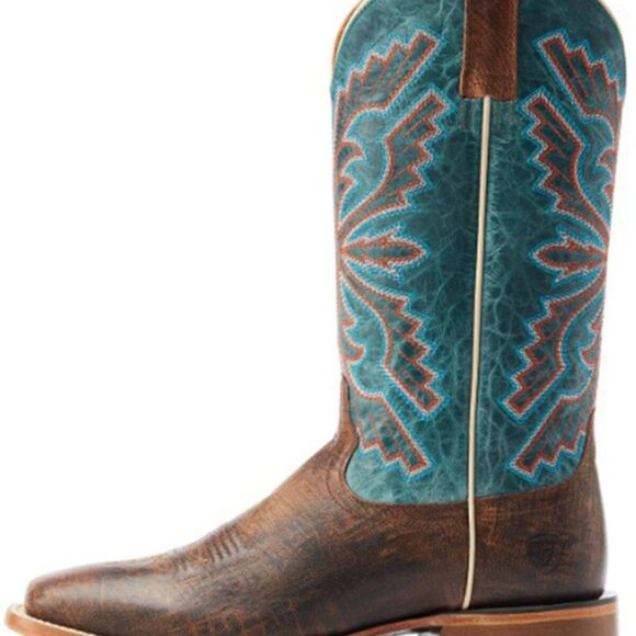 NWT Ariat Men's Sting Boots Burnt Brown/Antique Teal Square Toe Size 9.5 Medium - Picture 3 of 8
